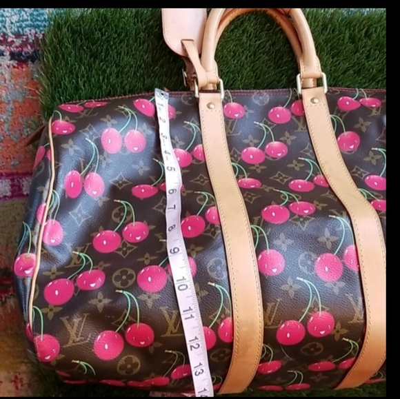 Auth LOUIS VUITTON Speedy 45 Carry On Travel LV Cherries Cerises Duffle Hand Bag - Picture 9 of 16